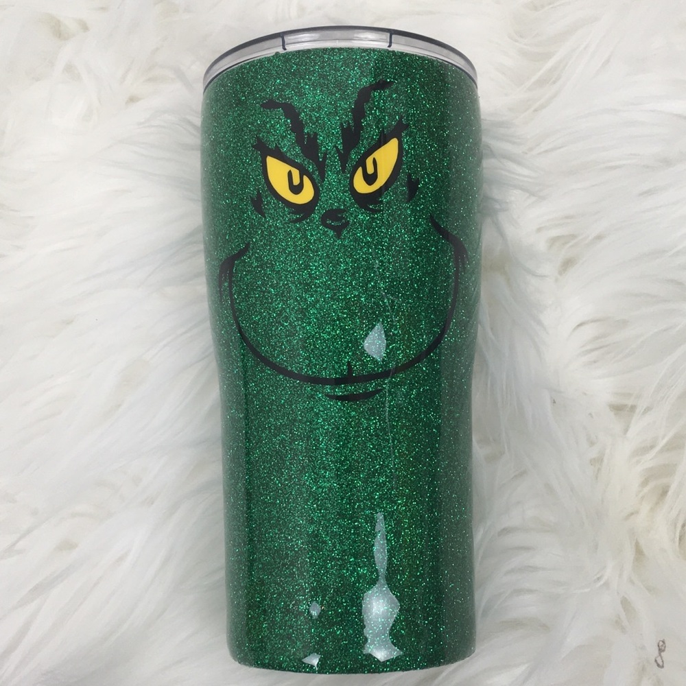 Custom 20oz Glitter Grinch Tumbler Cup - Picture 4 of 8